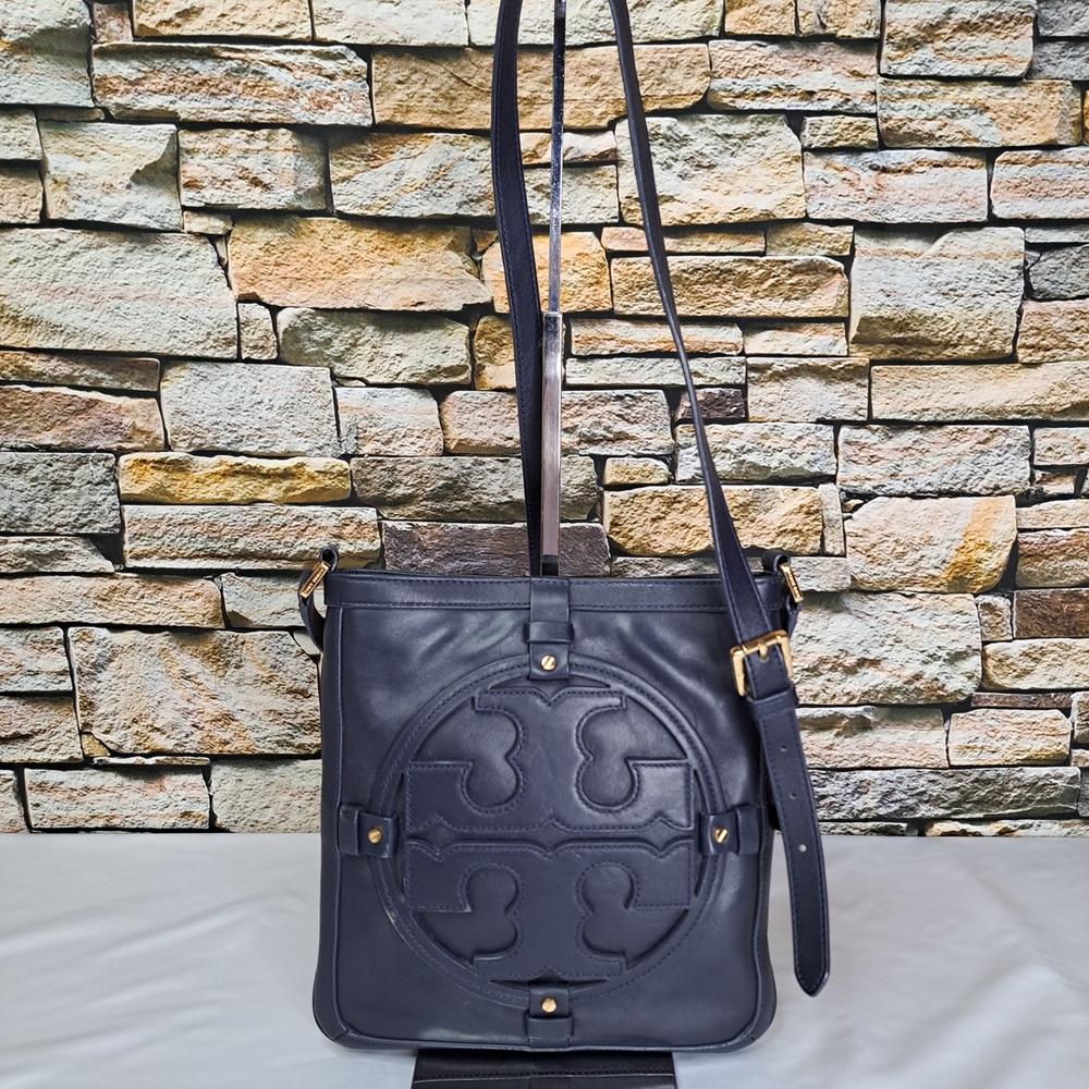 TORY BURCH LEATHER CROSSBODY BAG in STO~A~WAY NAVY - Picture 3 of 16